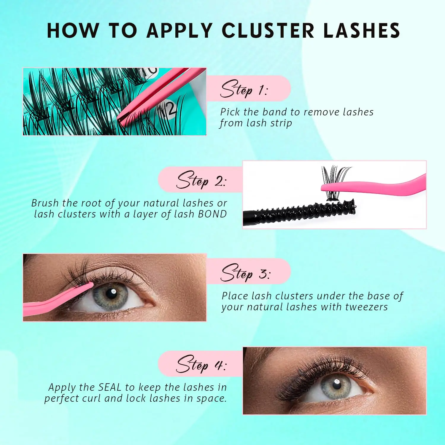 4 Styles Mix DIY Clusters Lash Extensions Multi-type Mixed False Eyelash Tray Bottom Spike Volume Lashes Self Application