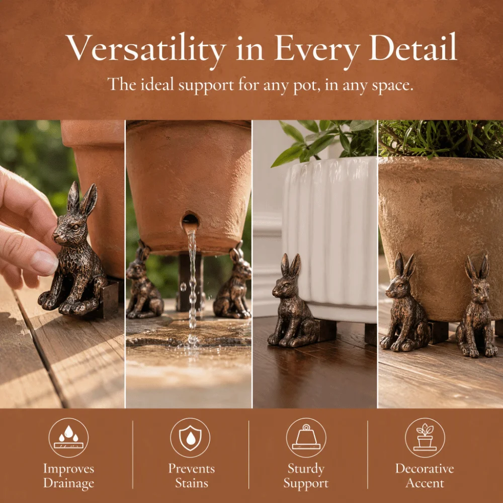 3PCS Weatherproof Resin Pot Feet Non-Slip Base Animal Shaped Planter Feet Risers Raised Design Flower Pot Elevators