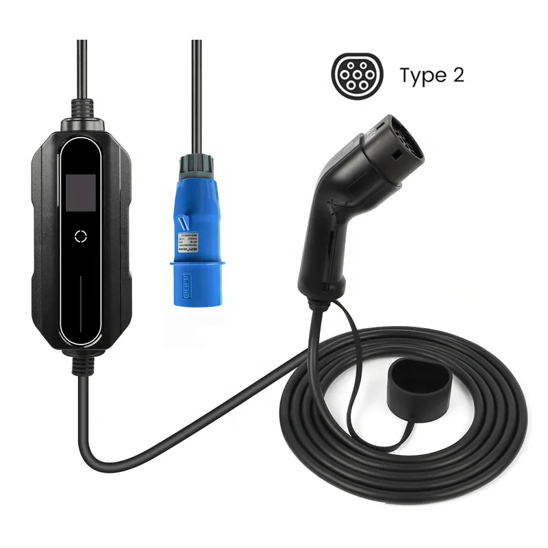 

Portable EV Charger IEC 62196 Type Level Fast Charging 10- 3A 7kw Car With Control Box 5 Meters Cable