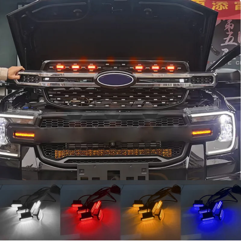Grade dianteira de led para ford F-150 raptor ranger carro luz circulação diurna roda sobrancelha lâmpada para captador offroad 12v