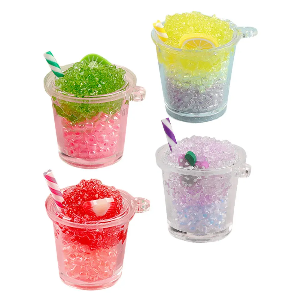 

4pcs Realistic Imitation Slush Cup Miniature Drinks For House Decor Luminous Fake Beverage Props, Tiny Kitchen Accessories,