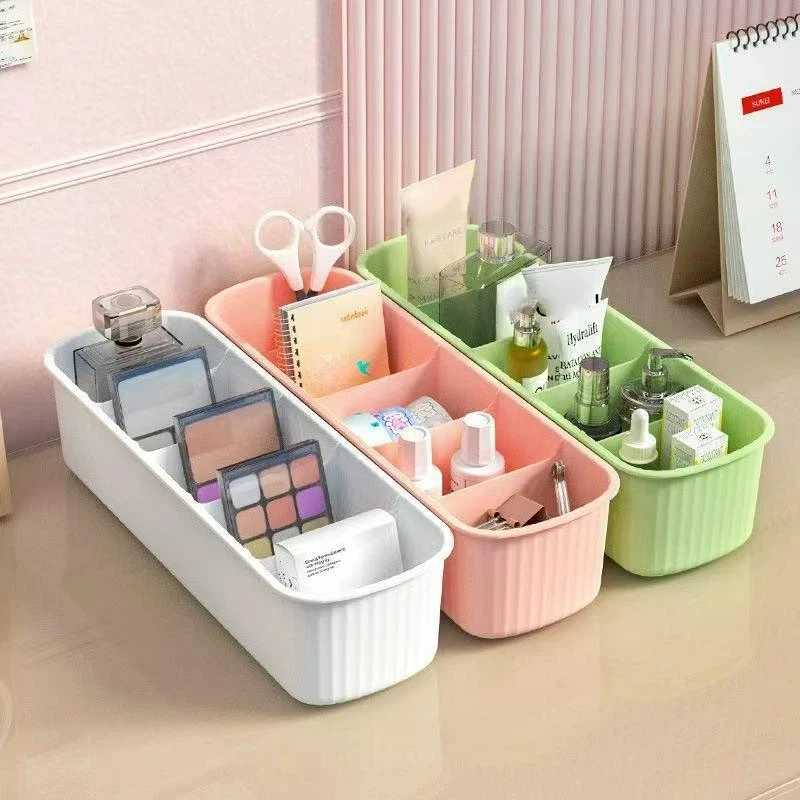 5 Grid Compartment Writing Case Durable Stackable Storage Baskets Multifunctional Large Capacity Stationery
