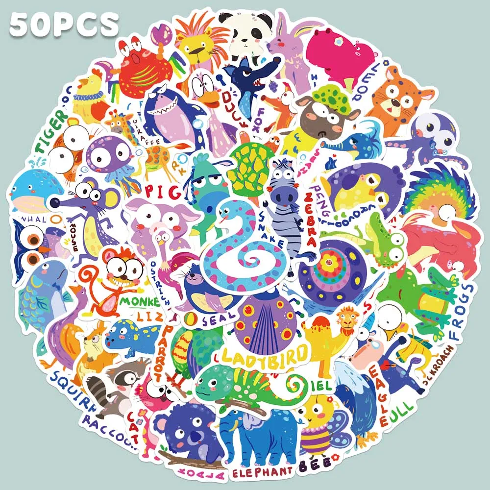 

50pcs Colorful Cartoon Cute Animal Sticker For Diary Phone iPad Skateboard Scrapbook Magazine Decoration Sticker Student Reward
