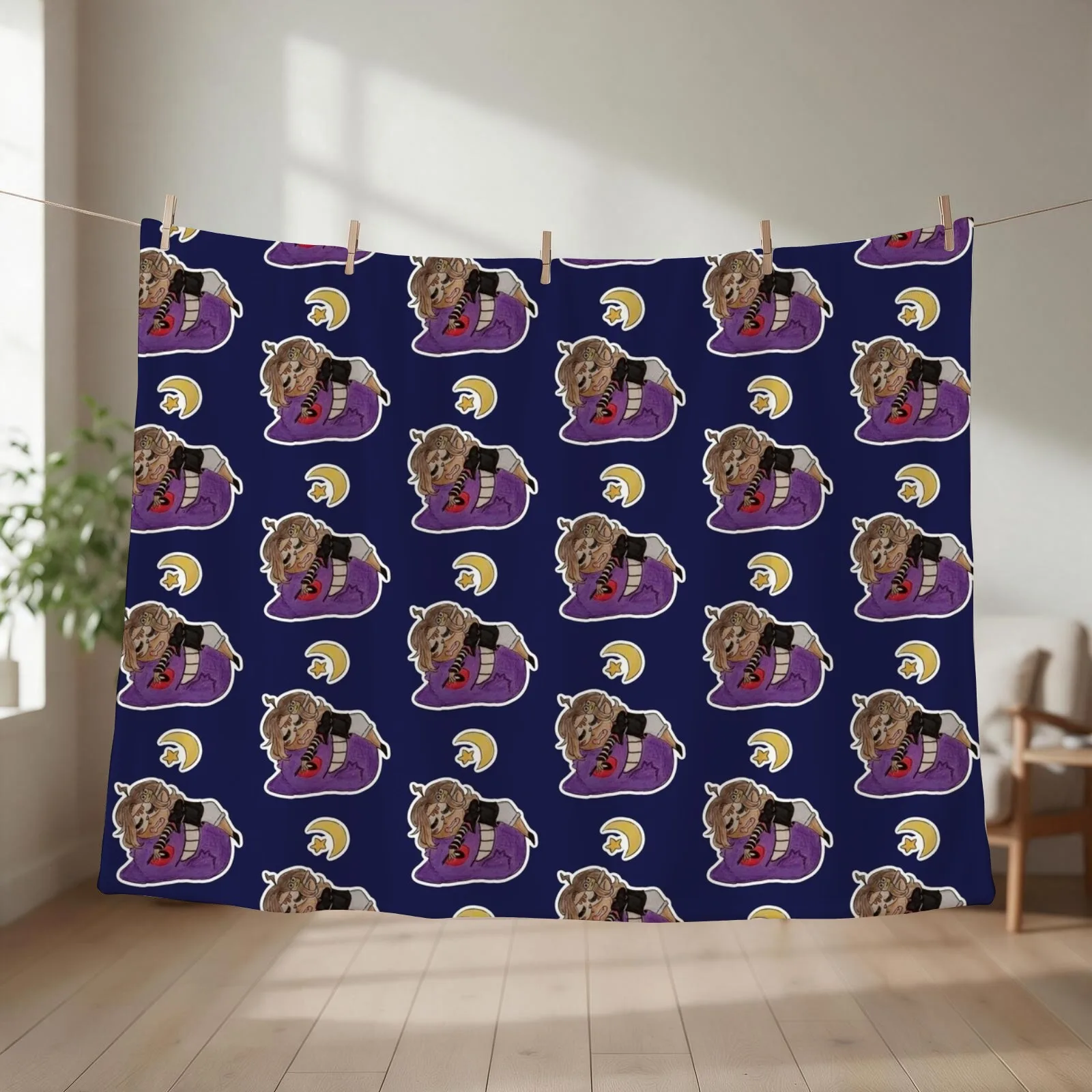 Sleepy Chibi Throw Blanket couch cozy soft plush fuzzy picnic outdoor blanket
