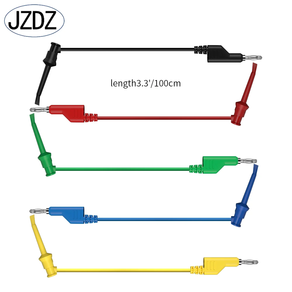 Imagem -04 - Jzdz-banana Plug para Test Clip Hook Multímetro Test Leads Linha de Cabo Faça Você Mesmo Fio de Teste Elétrico mm 100cm 700542 Pcs