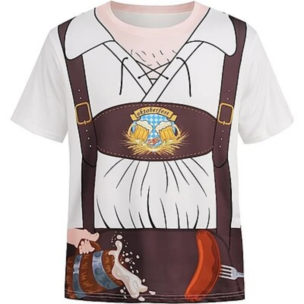 Oktoberfest Beer Bavarian T-shirt Lederhosen Anime Graphic t shirts For Men\'s Women\'s Unisex Adults\' 3D Print 100%  Casua  tee