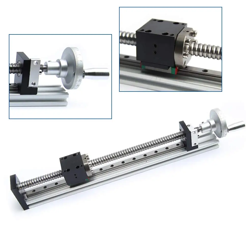 Brand: Manual Actuator Sliding Table Stage Cross Slide Linear Slide Rails Ball Screw Guide W/Handwheel, Stroke 200/900mm