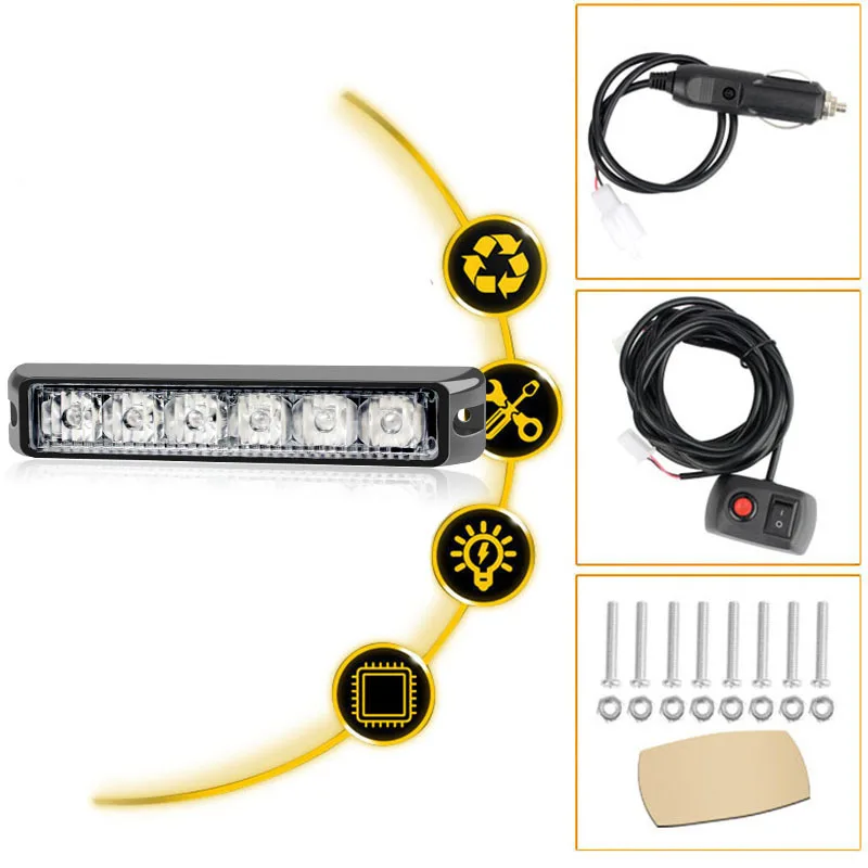 24led one tow four explosion flashing light car grid warning light 4*6led strobe light high-light grille light