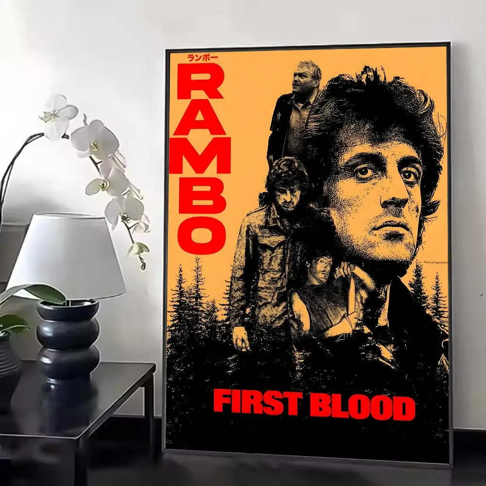 Action Movie R-rambo First Blood Poster Chic Aesthetic Self-Stick Wall Poster Bedroom & Dorm Room Decor