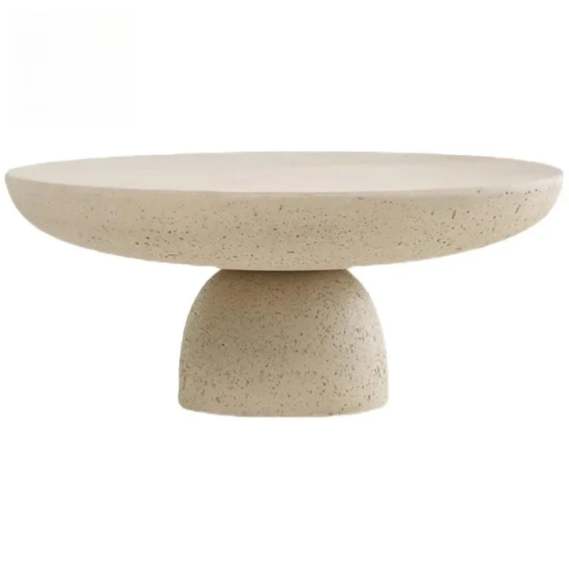 Natural Yellow Travertine Luxury Coffee Table, Nordic Wabi-sabi Style Living Room Sofa Corner Table, Customizable for Patio