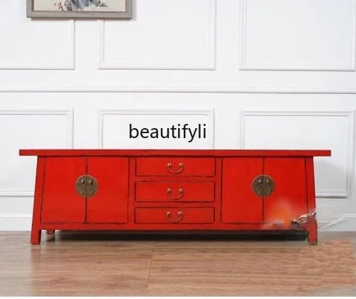 

Neoclassical low cabinet, living room decoration cabinet, new Chinese solid wood old TV cabinet