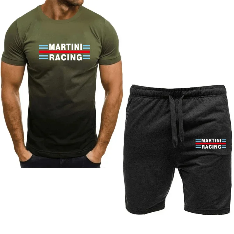 Terno esportivo de duas peças masculino, conjuntos de corrida, traje de treino fitness, camiseta, shorts, confortável, martini, corrida, novo, verão