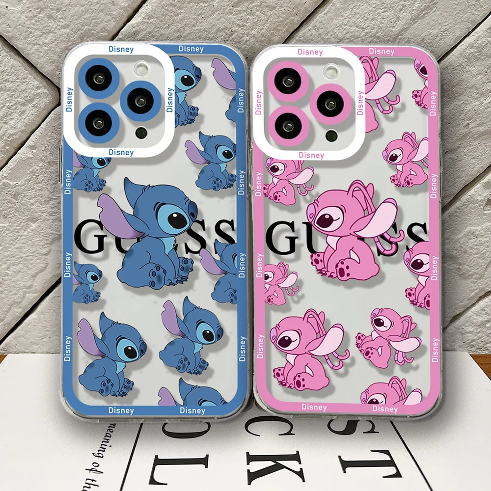 Cute Stitchs Couple Phone Case For iPhone 16 15 14 13 12 11 Mini Pro Max X XR XSMax 7 8 Plus SE20 Transparent Cover