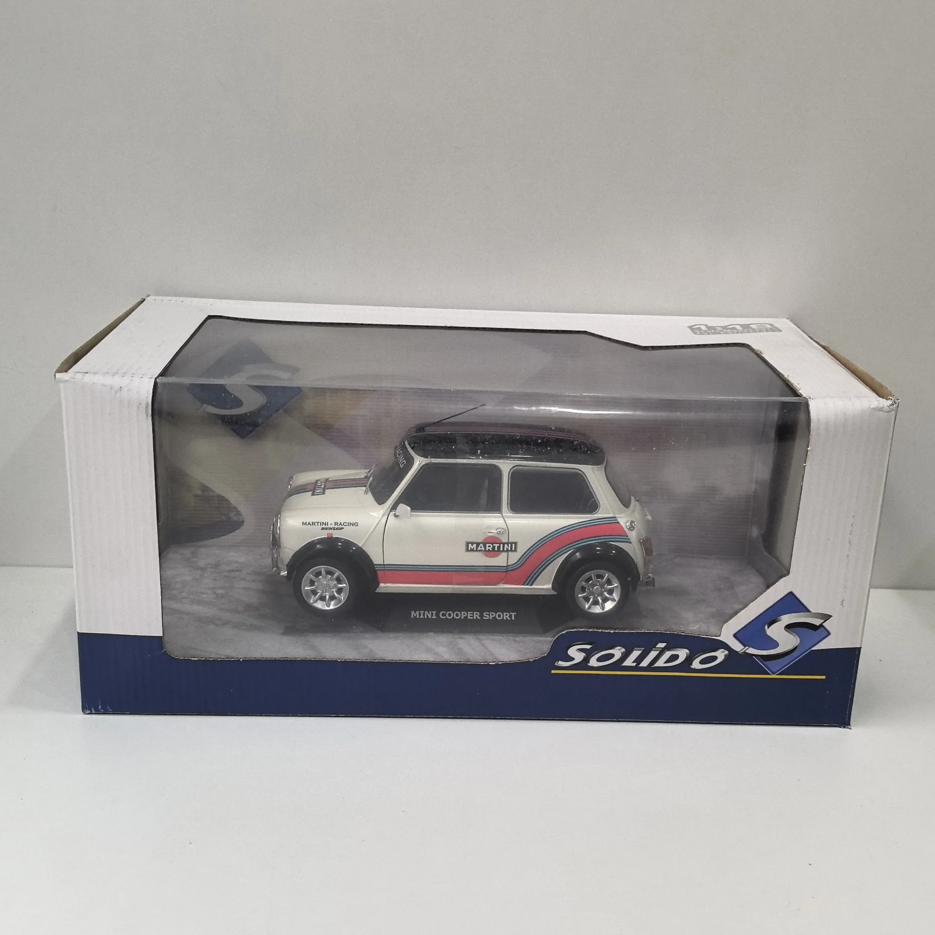 Diecast SOLIDO 1/18 Scale MINI COOPER SPORT MARTINI Q8 Alloy Car Model