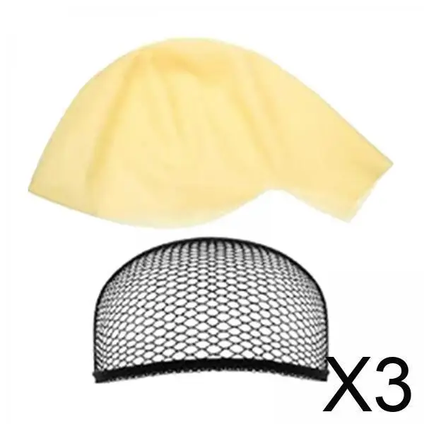 3xSkinhead Cap Bald Cap Cosplay اللاتكس المتين لمهرجانات الفيلم الفاخرة للبالغين مع شبكة شعر