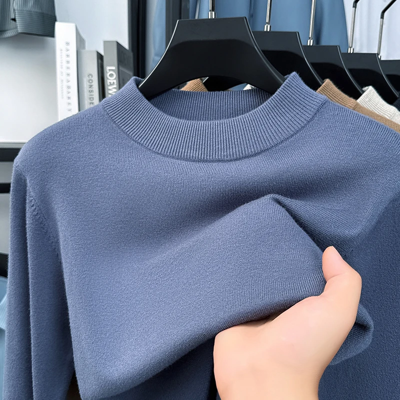 

Light luxury men's knit round neck sweater simple solid color casual versatile soft skin friendly autumn winter top new pullover