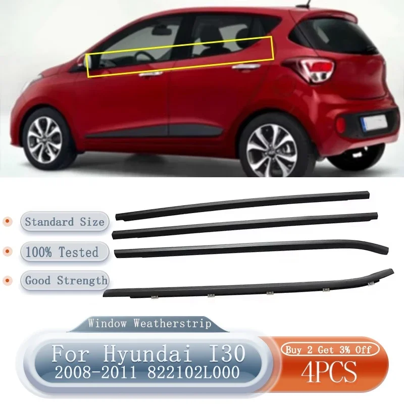 Car Window Weather Rubber Strips Fit For Hyundai I30 2008-2011 Direct Replacement Accessories Window Glass Waterproof Trim Strip