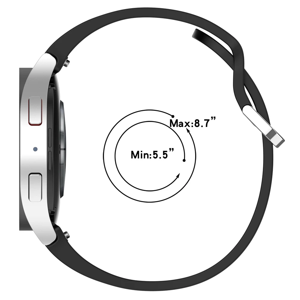 サムスンギャラクシーウォッチ用シリコンストラップ,ボタンバンド,シルバーバックル,アクセサリー,4,5,5pro,6,7,fe