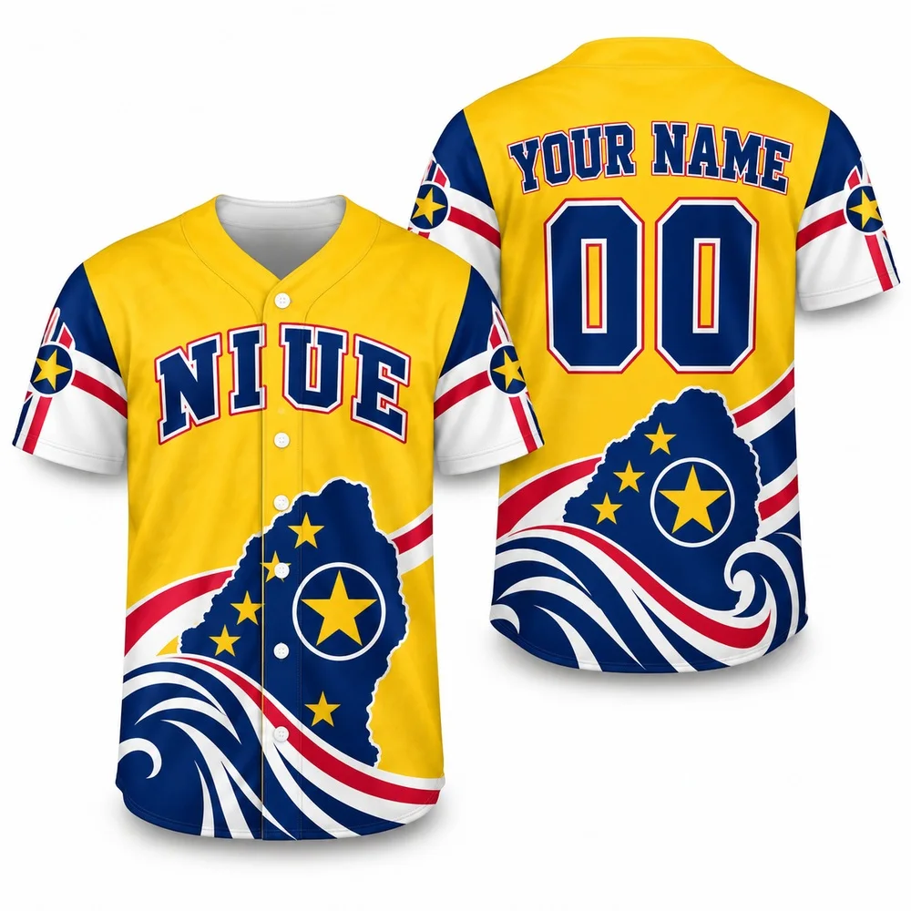 Niue Limestone Coast Baseball Jersey Golden Island Jerseys Shirt Personalized Name Number and Tropical Marine Art Shirts