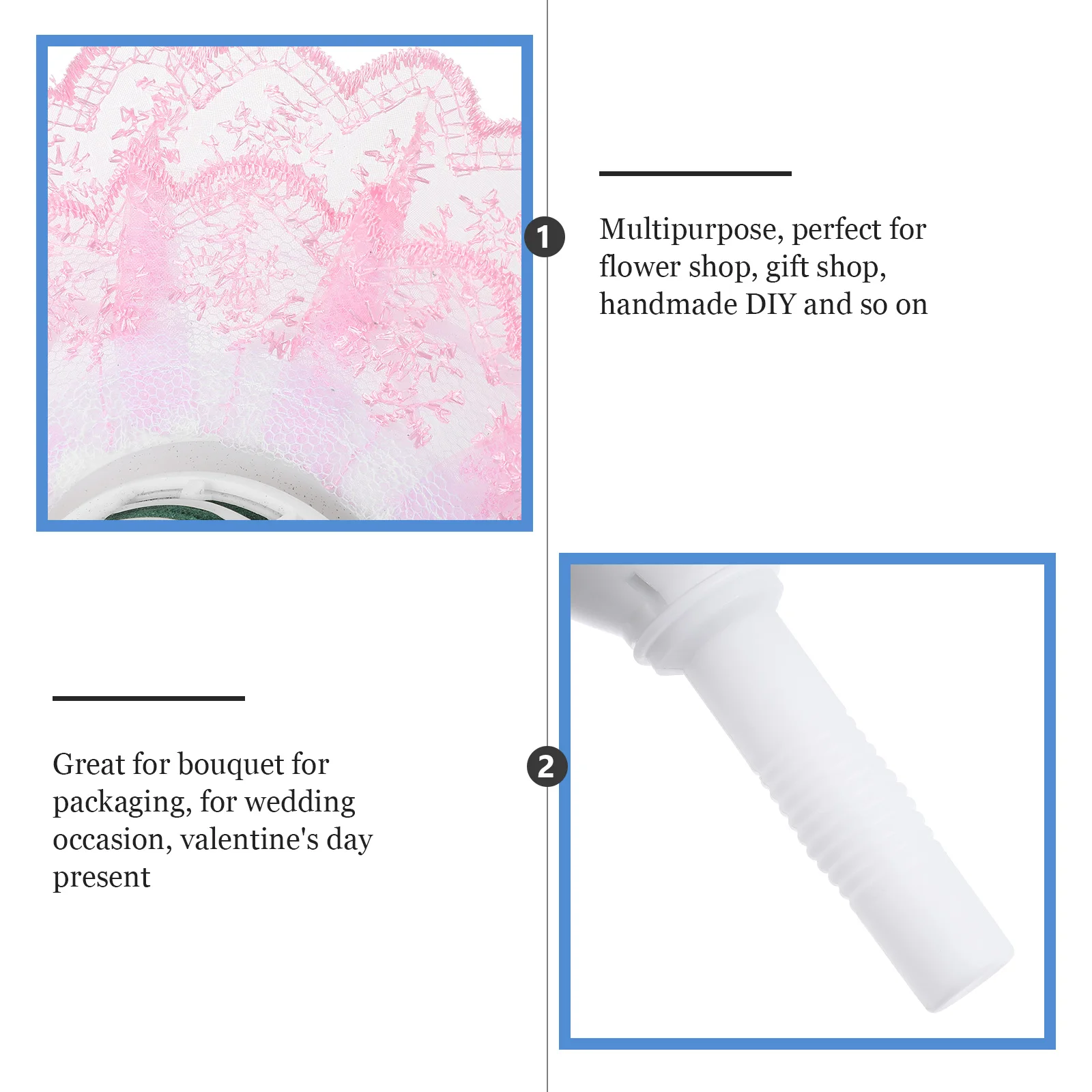 

3Sets Floral Bouquet Handle with Mud Lace Bridal Flower Holders Bases for Wedding Supplies Bouquet Holder Floral Arrangement