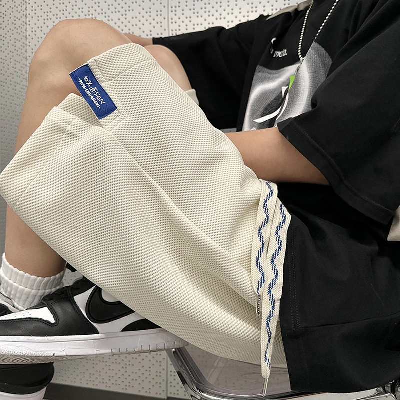 

Мужские спортивные шорты в американском ретро-стиле, прямые, повседневные, свободные, летние, до колена, со средней посадкой, однотонные, для активного отдыха, молодежные