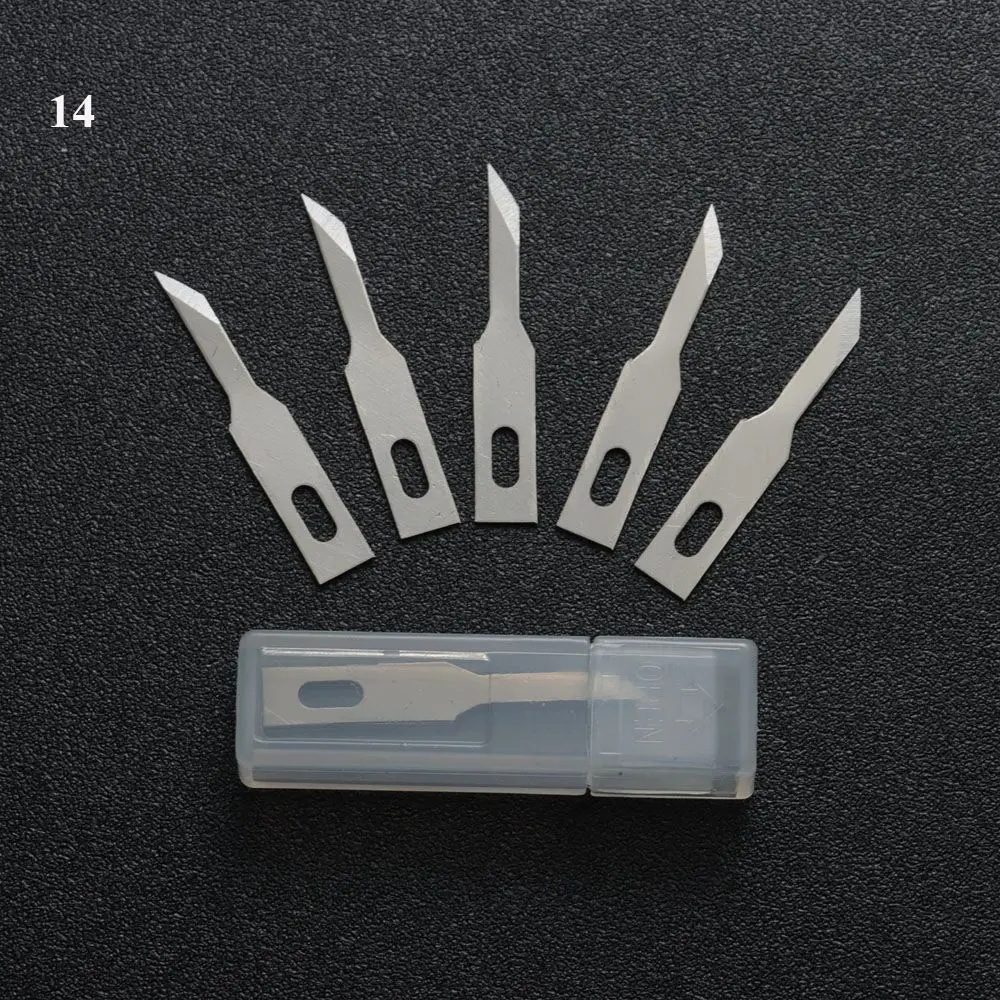 10pcs/set Metal Scalpel Knife Parts Engraving Non-Slip 10pcs Blades Cutter Craft Knives for Mobile Phone PCB Hand Tools parts