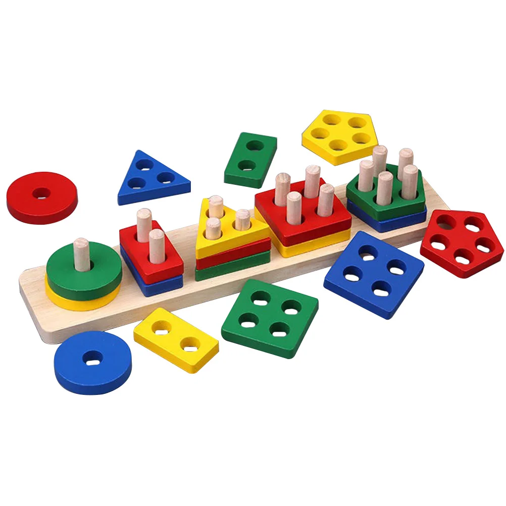 

1 set 1 Set Wooden Shape Color Sorting Blocks For Toddlers Baby Educational Fine Motor Skills Learning Game Infant Wood Sorter