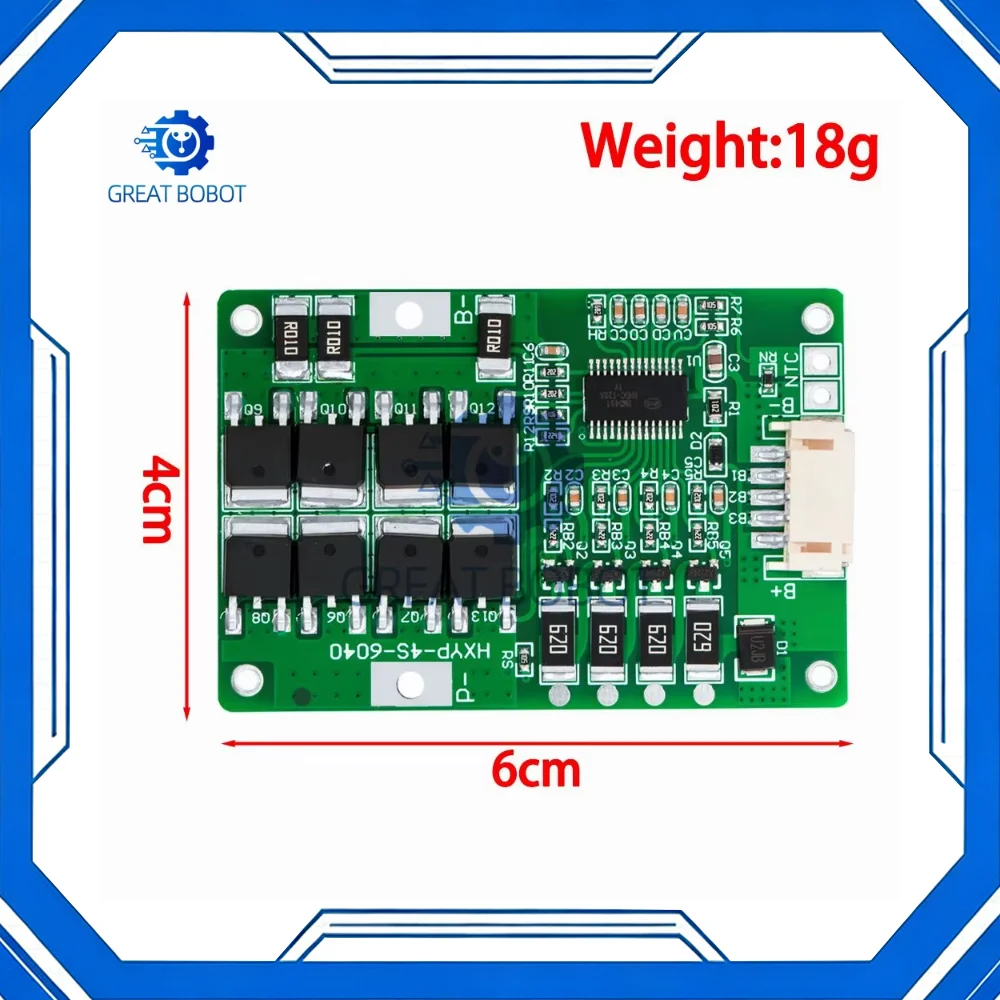 4S 20A 3.2V/3.7V 2.8V/14.4V 18650/32650/32700 LiFePO4 Battery Balanced BMS for Electric Boat and Car Emergency Power Supply