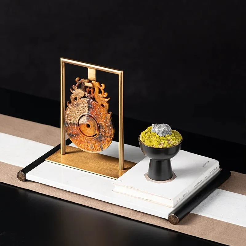 High-end new Chinese tea room soft display cabinet, bogu rack