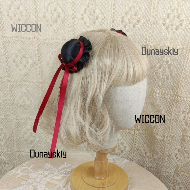 كعكة شعر لوليتا على الطراز الصيني كعكة مزدوجة كاواي مع ديكور زهور إكسسوار هاراجوكو بادي اللطيف هدية عيد الحب للهالوين