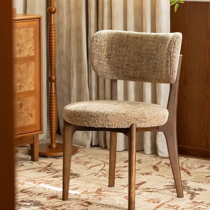 Medieval style solid wood dining chair light luxury designer modern cafe restaurant