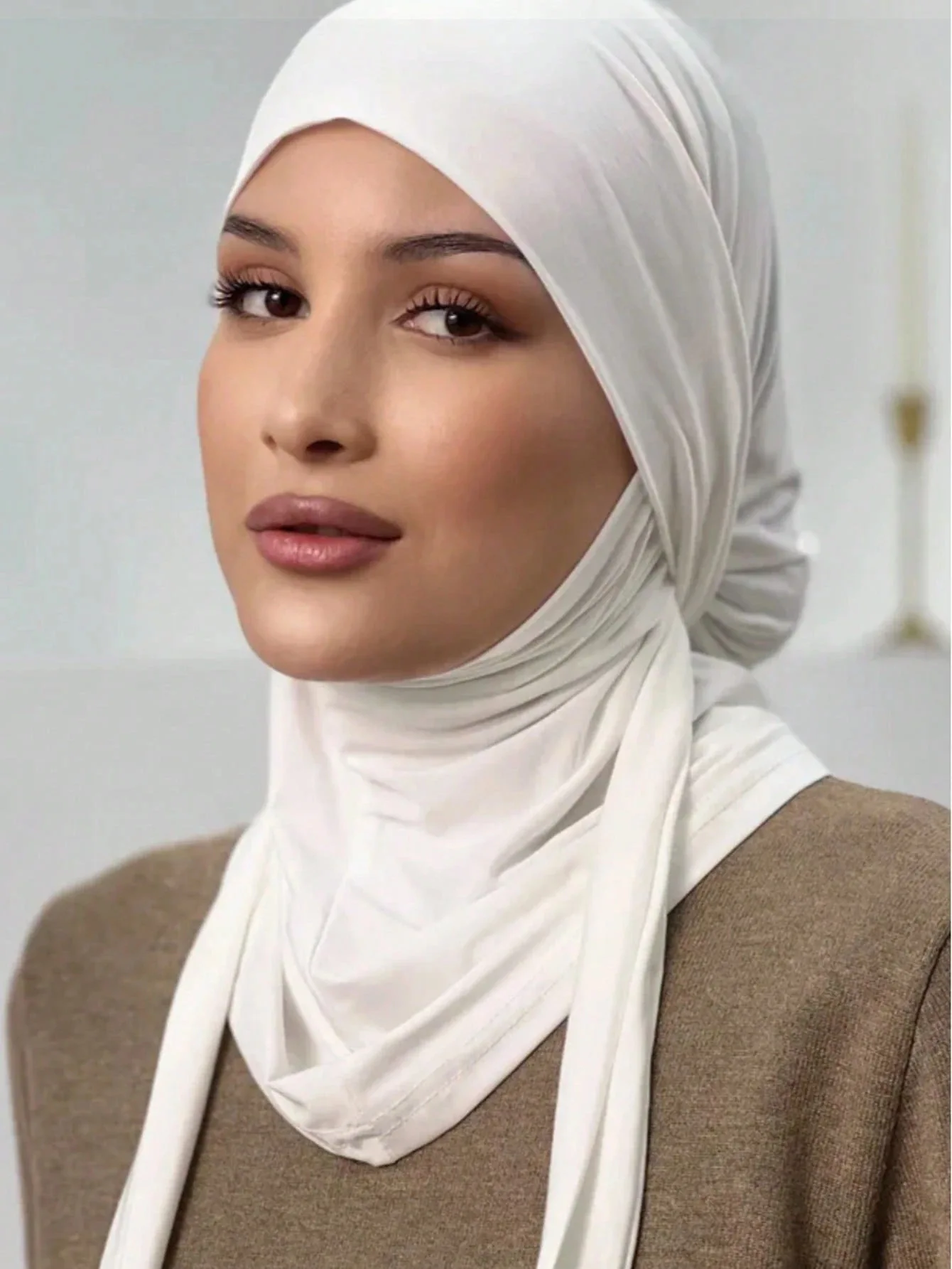 

Long Tail Strap Hijab Turban Hats Scarf Muslim Head Wraps Elastic Breathable Chemo Cap Full Cover for Women Girls Solid Colors
