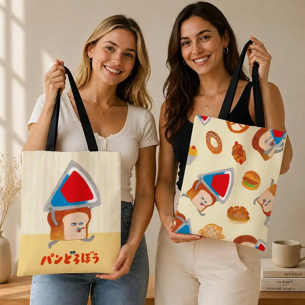 Book Character Pan Dorobou Storage Bags Canvas  bag, suitable for work, school, and daily commutes, reusable shopping bag