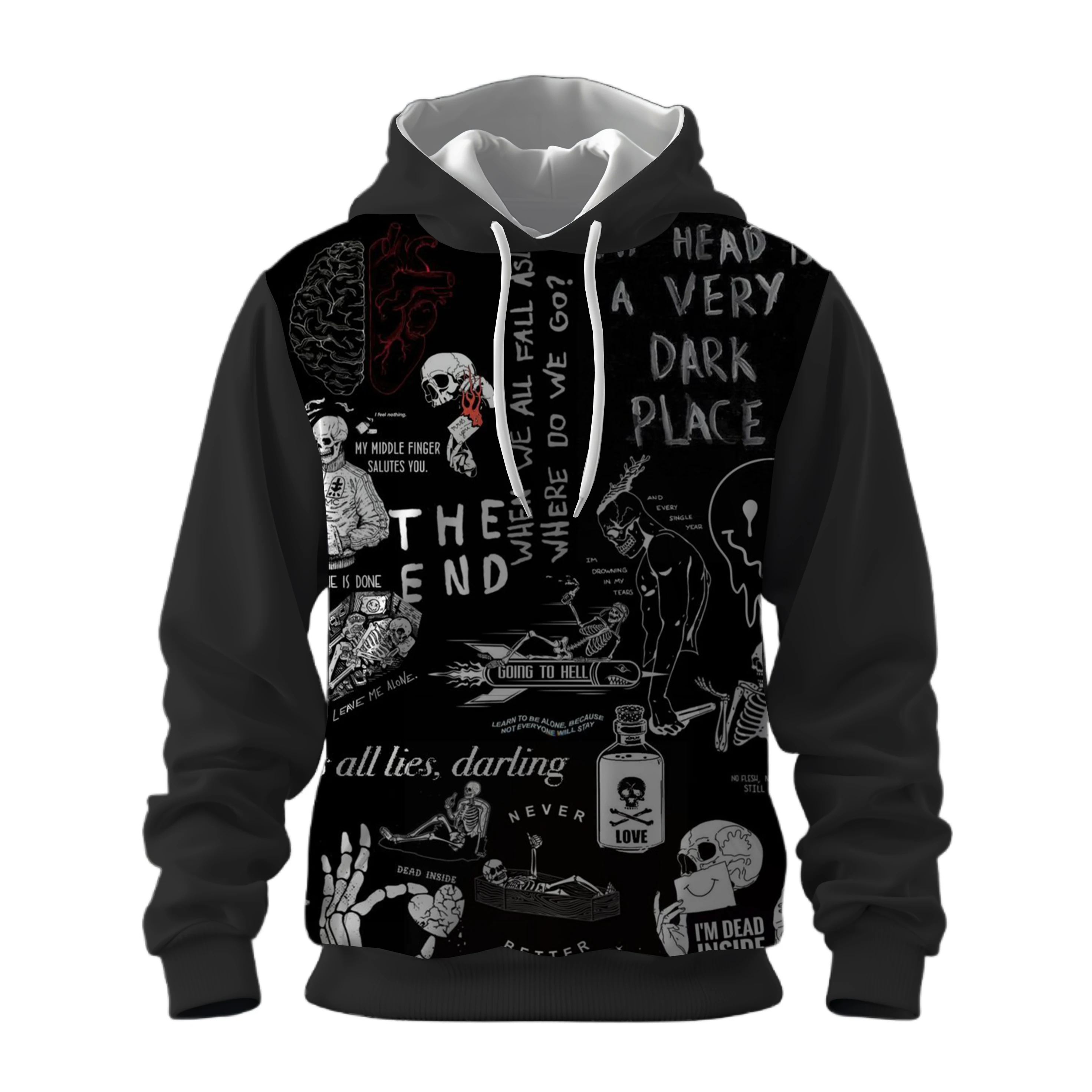 

autumn and winter new Halloween skull print hooded sweatshirt men's women's clothing Cosplay clothing children's jumper