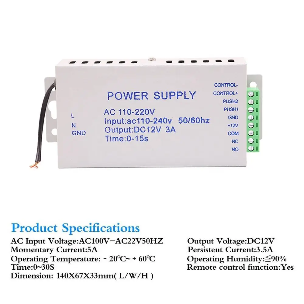 Stand-Alone 180kg Magnetic Lock Access Control System Kit with 12V Power Supply Exit Button & Full Set Card Door Entry System