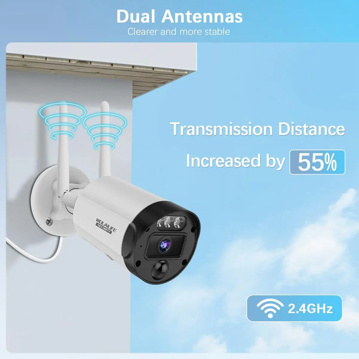 【Super visión nocturna de 90 pies】 Sistema de cámaras de seguridad inalámbricas para exteriores de 5 MP, cámaras inalámbricas para seguridad en el hogar, seguridad de vídeo en el hogar C