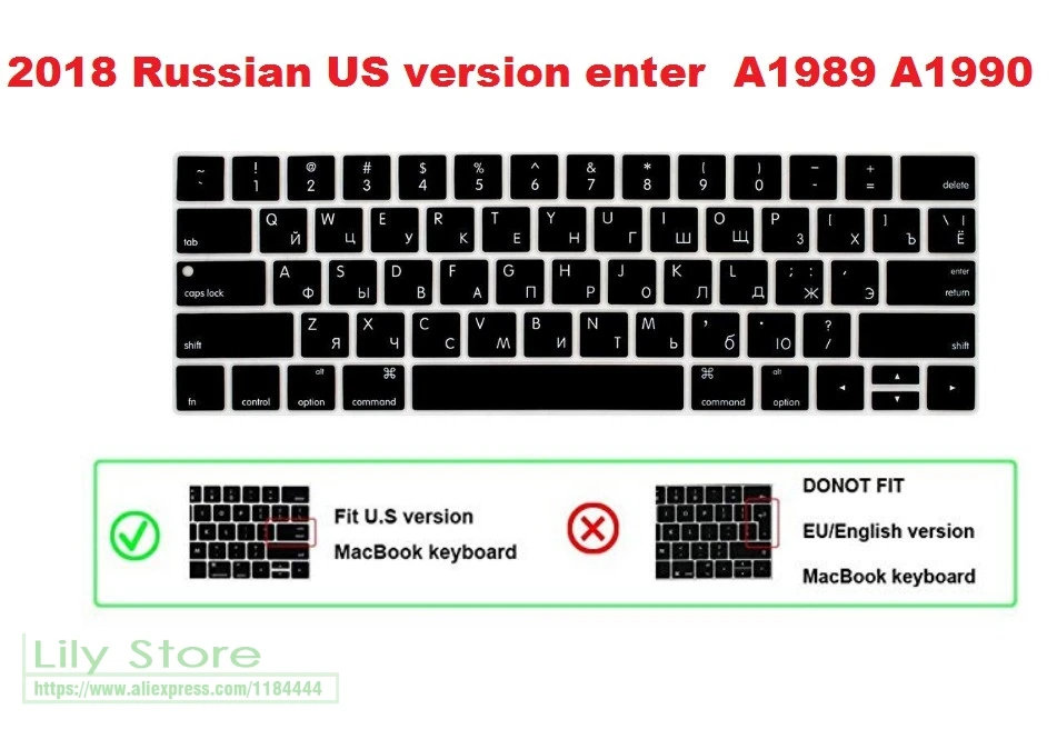 US Russian Russia Language Keyboard Cover Skin for MacBook Pro Touch Bar 13 15 2019 2018 2017 A2159 A1989, A1990 A1706 A1707