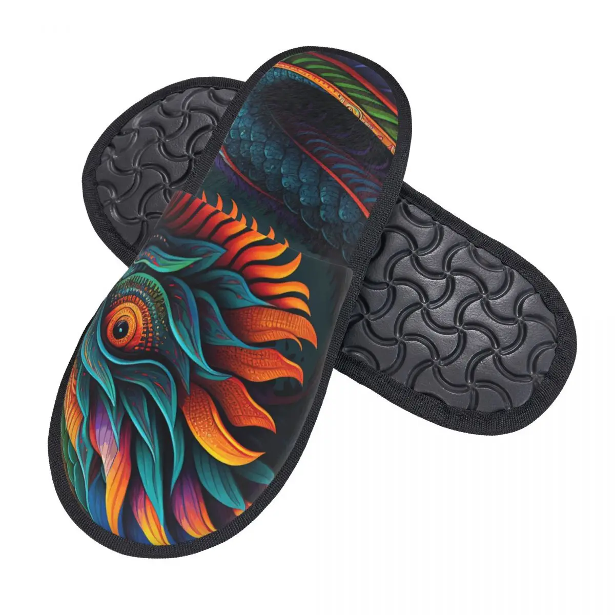 Winter Slipper Woman Man Fluffy Warm Slippers Dragon Dance In The Night House Slippers Shoes