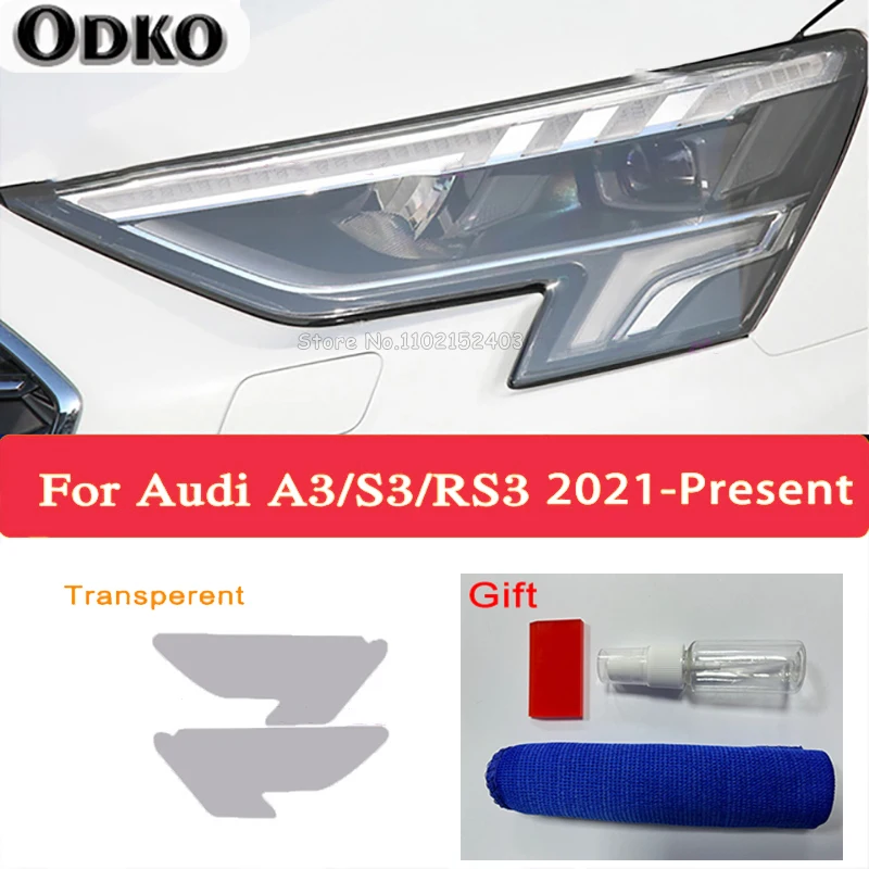 Car Headlights Protective Film Transparent Smoked Black TPU Sticker For Audi A3 8V S3 RS3 8Y 2021 2022 S Line Sportback 2014-On