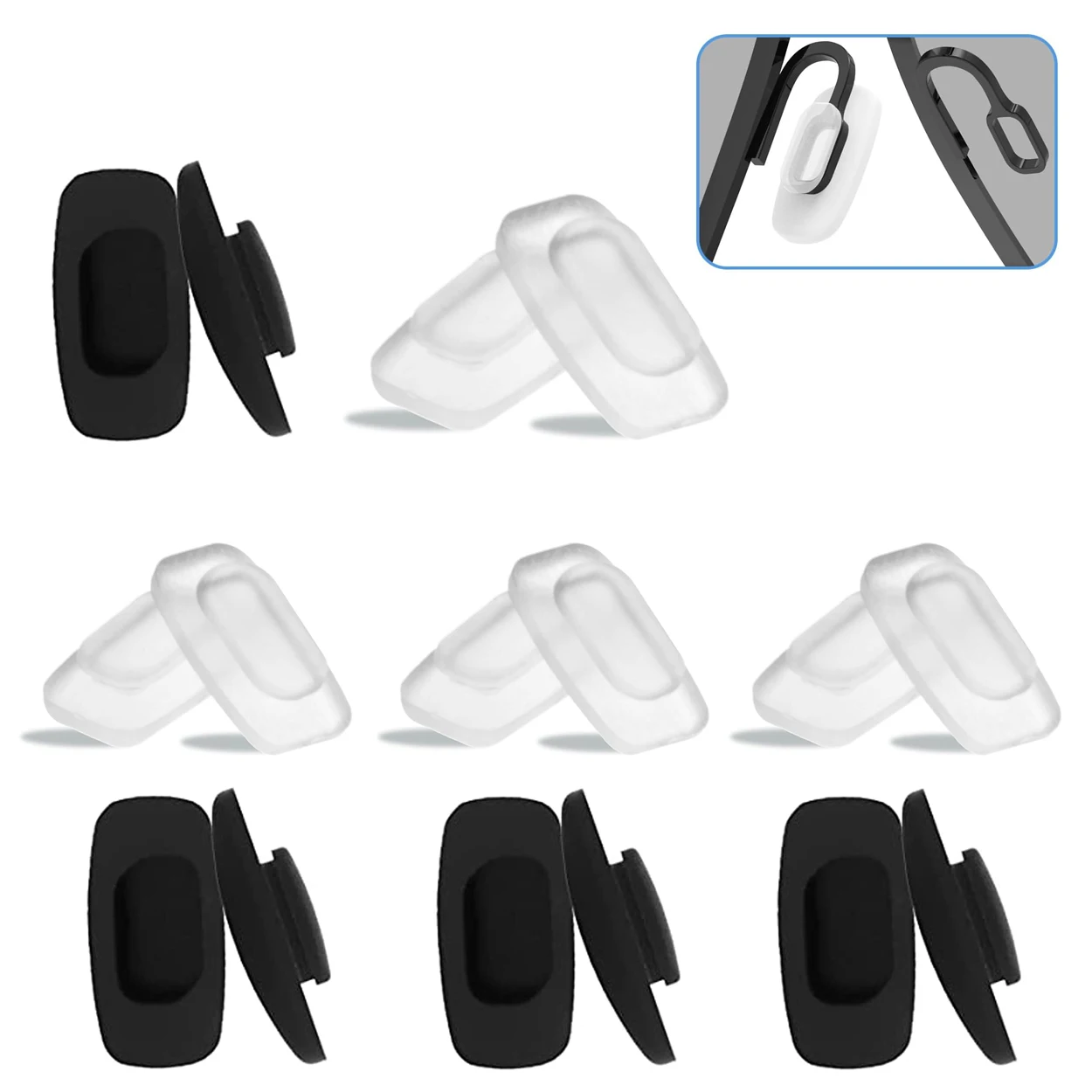 2/3/4/5/6/8 Pairs Nose Pads for Costa Del Mar South Point  Frame, Clear Replacement Nose Piece Guards - Value Pack