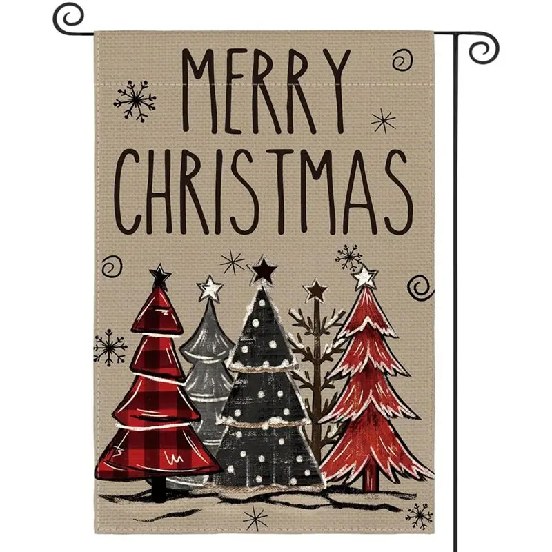 A74E-Christmas Garden Flag Outdoor Yard Decoration Polyester Three-Layer Merry Christmas Garden Flag