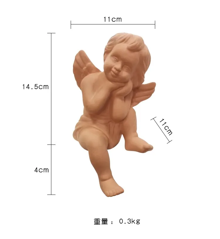 Mini Terracotta Angel Garden Figurines, Cute Cherub Plant Pot Decor, Balcony Patio Flower Pot Ornament Set