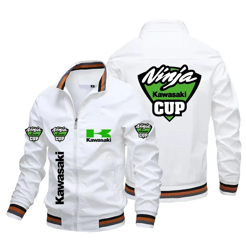 2024 Men\'s Kawasaki Logo Ninja Printed Jacket Casual Harajuku Street Clothing Kawasaki Racing Team Jacket Motorcycle Clothing