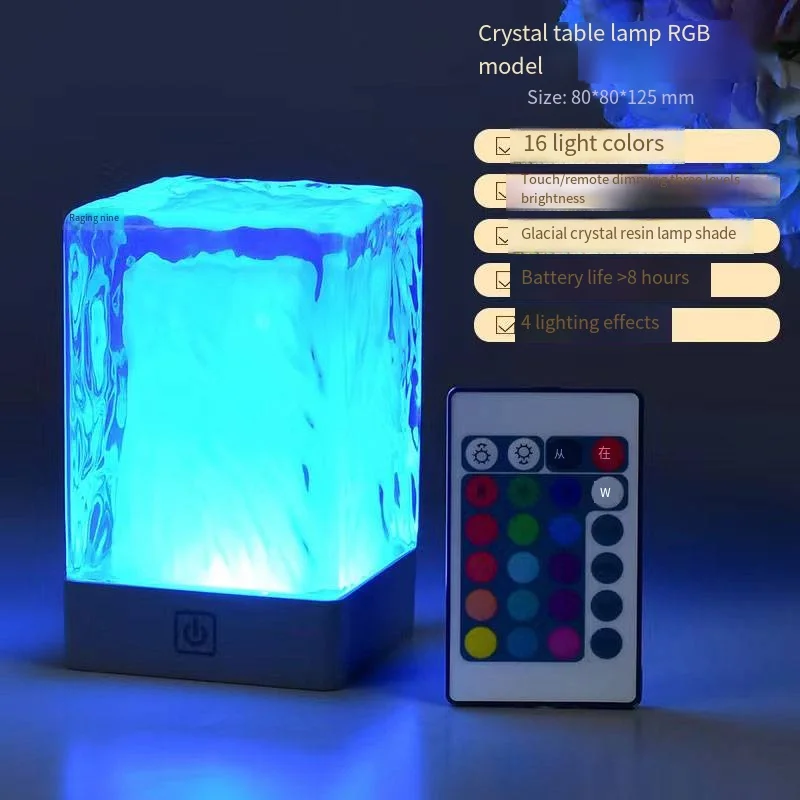 Led Lights Rechargeable Desk Lamp, Western Restaurant Night Light, Coffee Shop Convenience Light, Touch Crystal Ambient Light