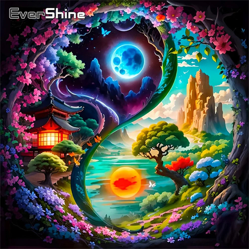 Evershine Diamant Stickerei Landschaft 5D Kreuzstich Malerei Tai Chi Bild von Strass Mosaik Blume handgemachtes Geschenk