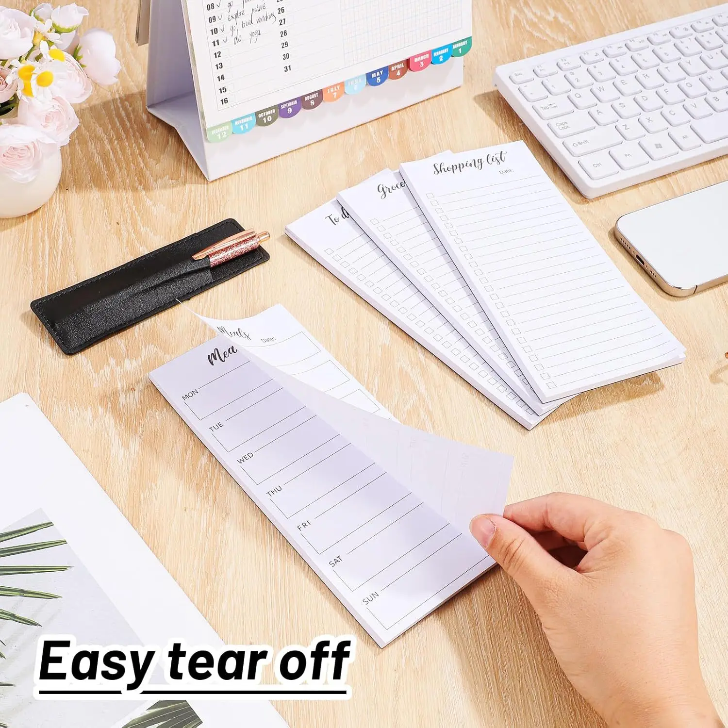 4 pack Magnetic Notepads – Notepads for Grocery List, Shopping List, To-Do List, Reminders -Strong Magnetic Back- Memo Notepad