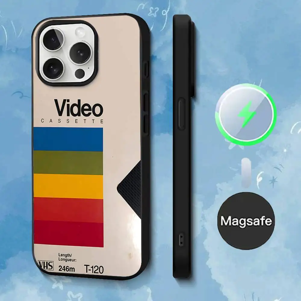 حافظة هاتف كلاسيكية بشريط VHS لهاتف آيفون 17,16,15,14,13,12,11,Pro,Max,Plus,Mini,SE4,E شحن لاسلكي مغناطيسي Magsafe