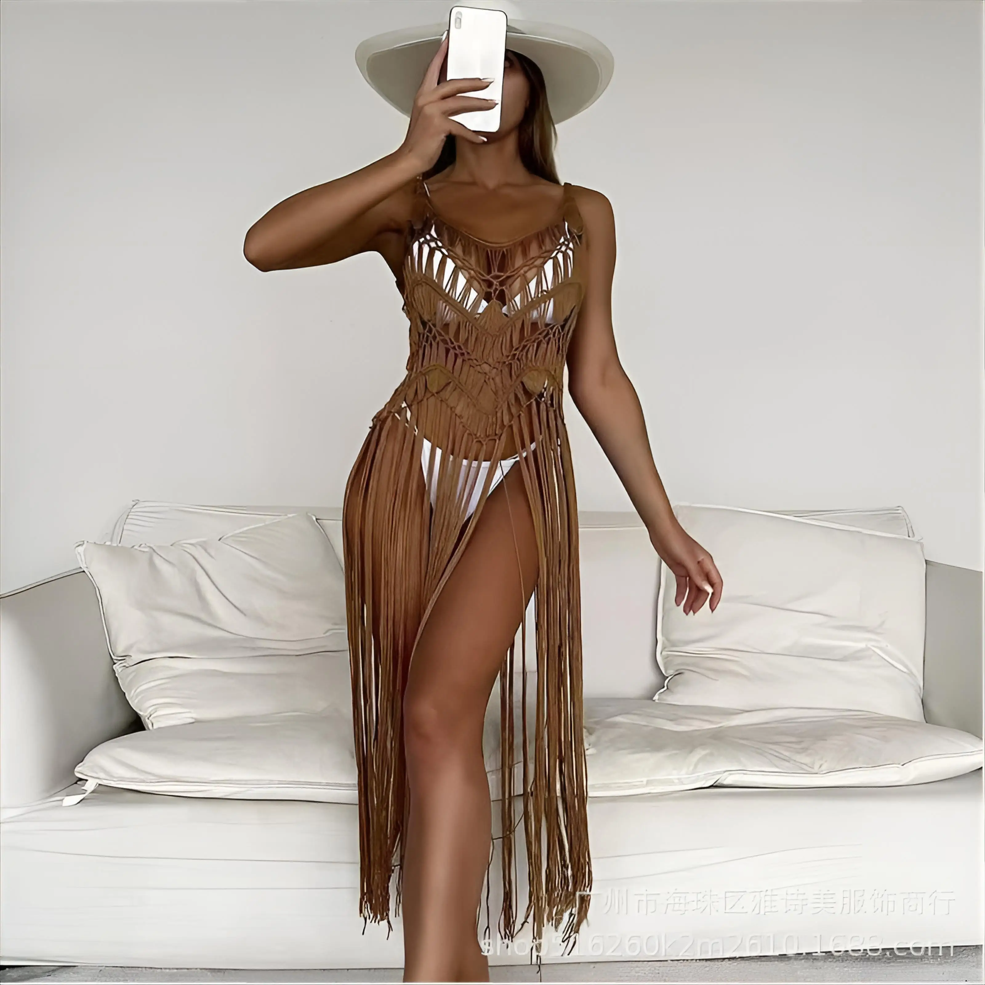 Cover Up Half Swimwear Women Retro Bandeau Sleeved Moomoo Plage Black Printed Silk Crochet Capes Fashionable Bright Semi Sheer