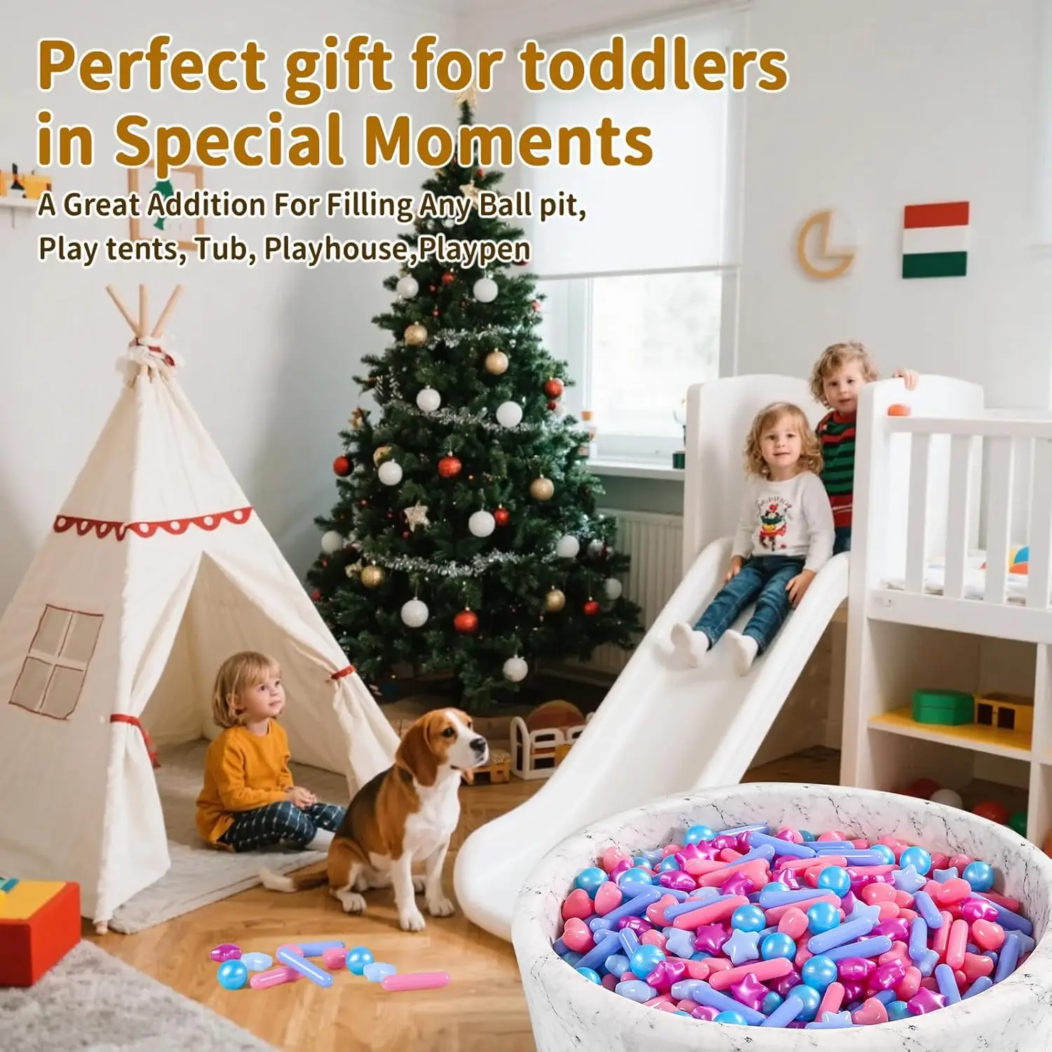 Ball Pit Balls for Baby and Toddler, 200pcs Phthalate Free BPA Free Crush Proof Plastic Mixed Colors Pit Balls Play Toys for Kid