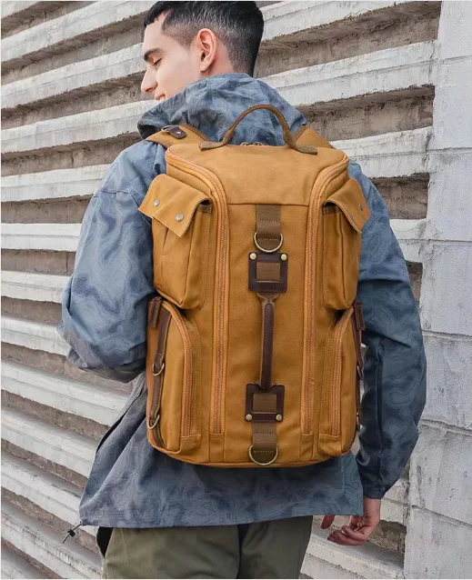 casual Retro Backpack canvas Large capacity travel bag computer case Outdoor Mountaineering Bag  waterproof